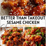 Golden Sesame Chicken served with rice and sesame seeds, showcasing Homemade Chinese Food style.